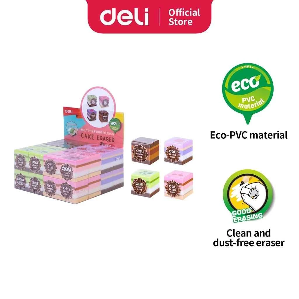 Penghapus Deli Bentuk Kue / Deli Eraser 25x25x25mm EH302 / Hapusan Deli